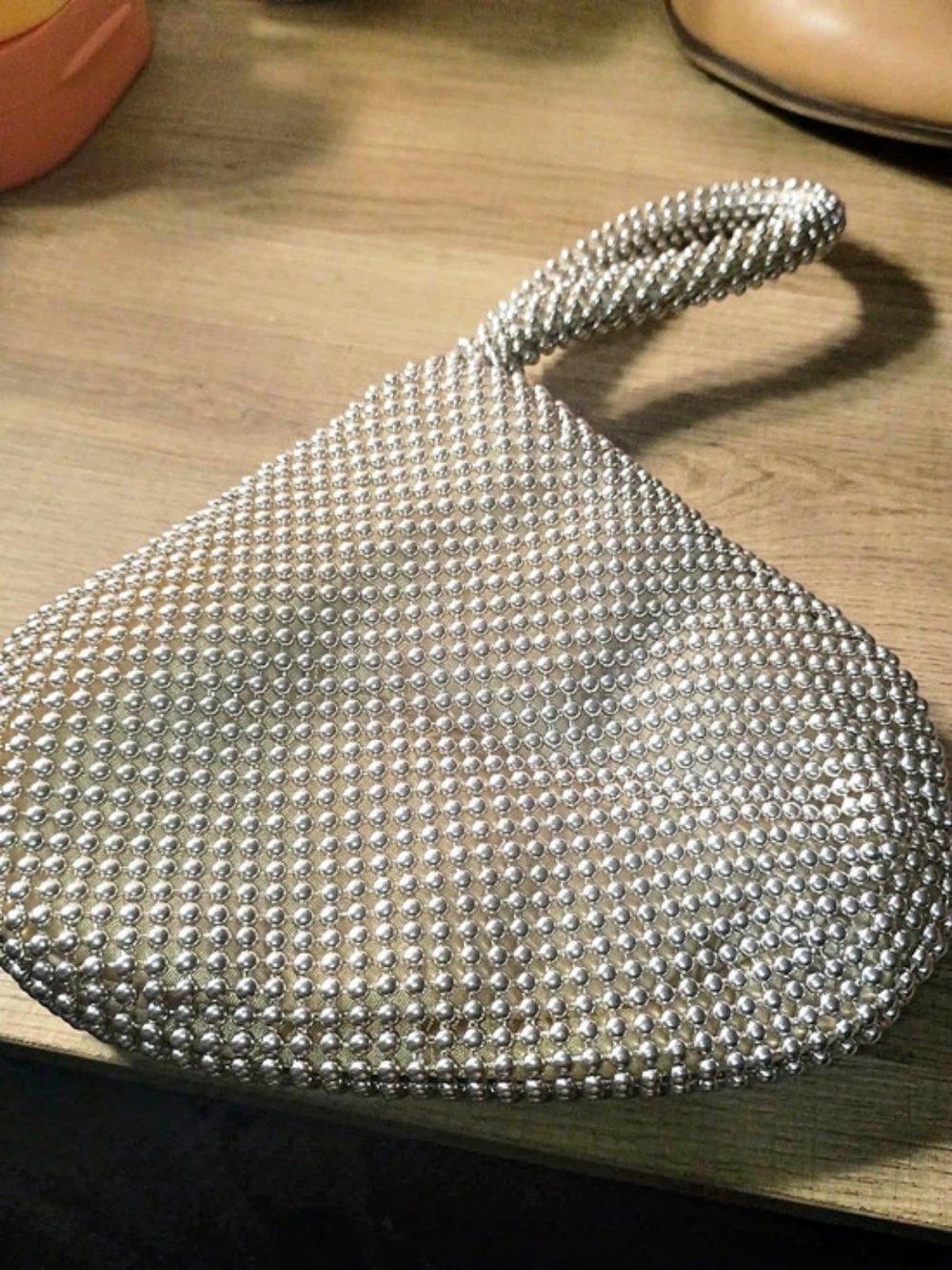Silver Beaded Mini Bag Like New